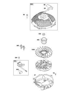 Flywheel, Ignition, And Starter Group Diagram and Parts List for 123P02-0021-H5 100000 - 19Z999 Briggs and Stratton Engine
